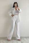 Keten Beyaz Pantolon-10064