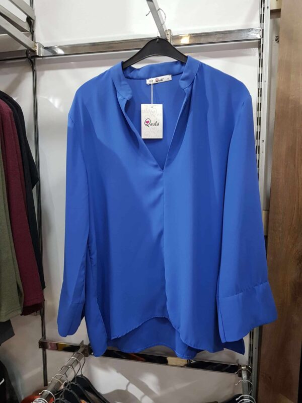 Dekolteli Uzun Kollu Mavi Bluz - 10082