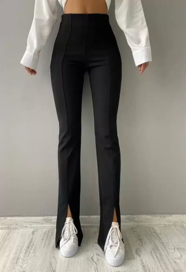 Yırtmaçlı Kumaş Pantolon Siyah - 10021