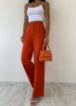 Düğmeli Balon Tipi Turuncu Pantolon - 10100