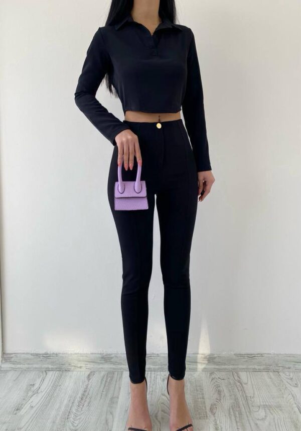 Çıt Çıtlı Siyah Pantolon - 10121