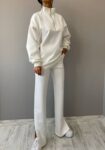 Yandan Yırtmaçlı Beyaz Dubai Kumaş Jogger - 10147