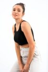 Siyah Basic Crop Top - 10163