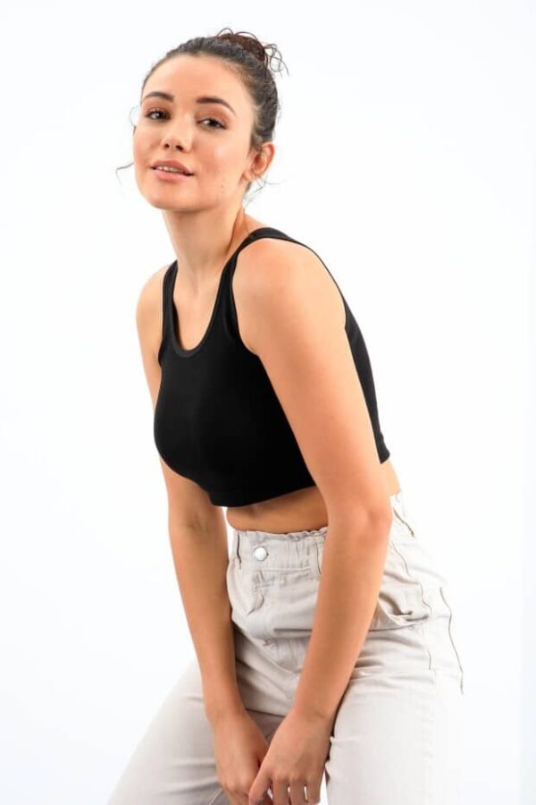 Siyah Basic Crop Top - 10163