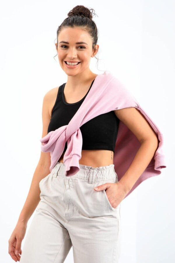 Siyah Basic Crop Top - 10163