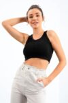 Siyah Basic Crop Top - 10163