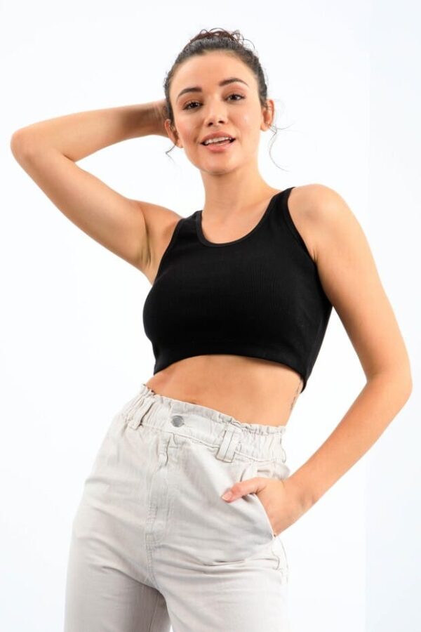 Siyah Basic Crop Top - 10163