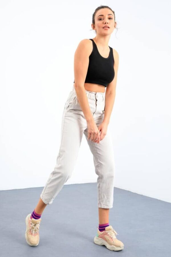 Siyah Basic Crop Top - 10163