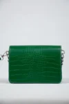 Yeşil Kadın Timsah Desenli Clutch Baget Zincir Askılı Çanta-10394