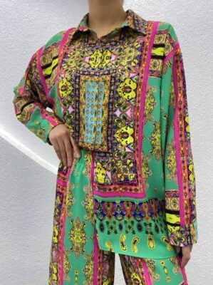 Yeşil Baskılı Jessica Gömlek - 10248