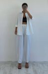 Beyaz Lastikli Jogger Pantolon - 10268