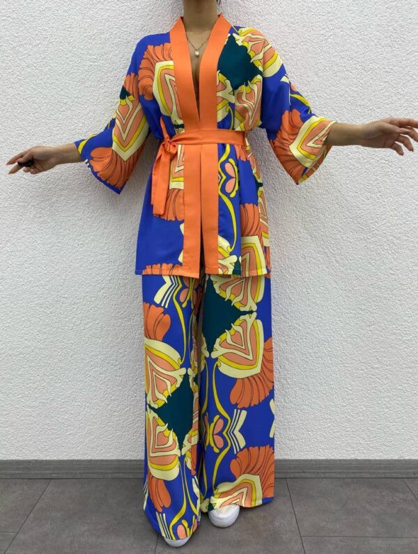 Lacivert Garnili Kimono Takım - 10270