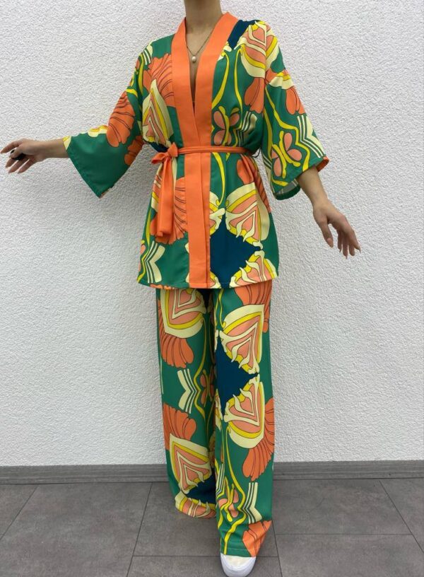 Yeşil Garnili Kimono Pantolon - 10271