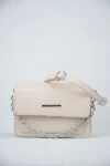 Bej Kadın Timsah Desenli Clutch Baget Zincir Askılı Çanta - 10361