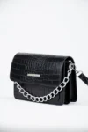 Siyah Kadın Timsah Desenli Clutch Baget Zincir Askılı Çanta - 10362