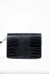 Siyah Kadın Timsah Desenli Clutch Baget Zincir Askılı Çanta - 10362