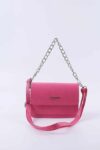 Pembe Kadın Timsah Desenli Clutch Baget Zincir Askılı Çanta - 10360