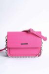 Pembe Kadın Timsah Desenli Clutch Baget Zincir Askılı Çanta - 10360
