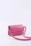 Pembe Kadın Timsah Desenli Clutch Baget Zincir Askılı Çanta - 10360