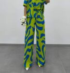 Yeşil Jessica Baskılı Pantolon-10396