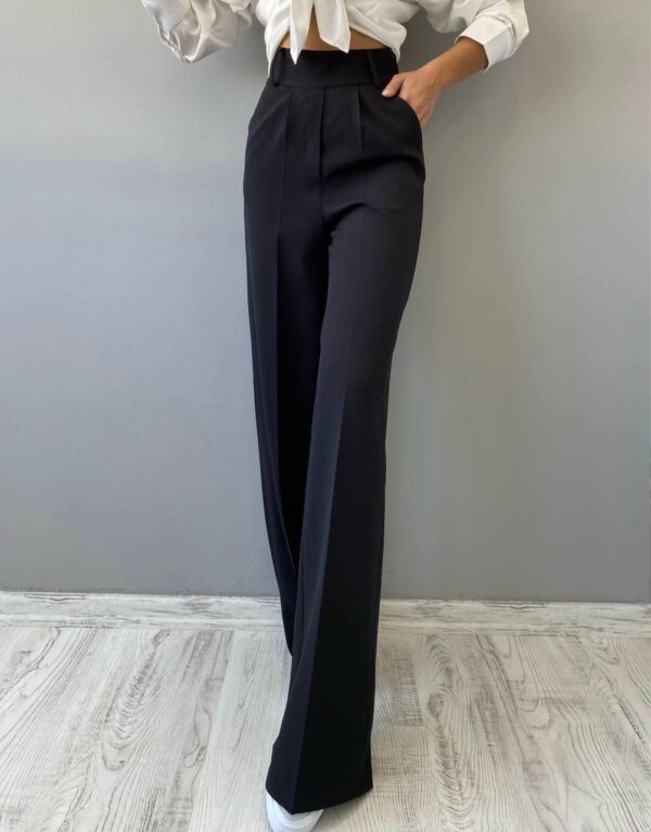 Siyah Yüksek Bel Pileli Palazzo Pantolon - 10326-SIYAH