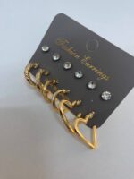 6 Çift Set Gold Küpe - 10432
