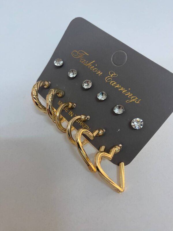 6 Çift Set Gold Küpe - 10432