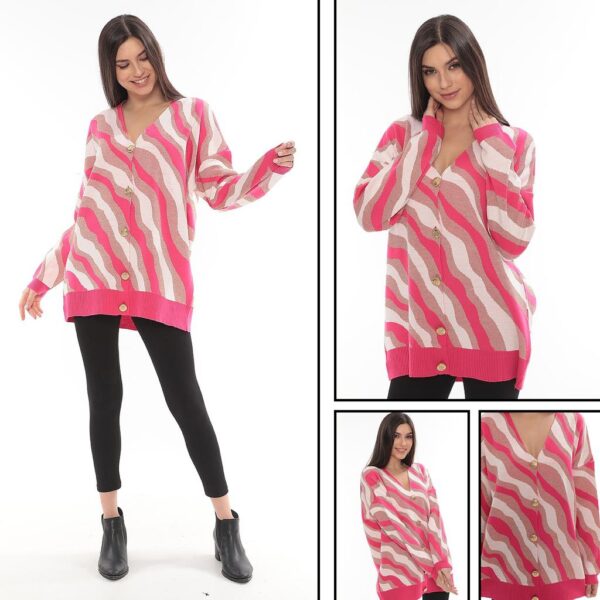 Pembe Desenli Hırka - SP10016