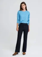 Kadın Mavi Bisiklet Yaka Uzun Body - 10410