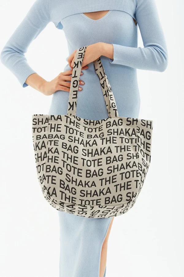 Vizon Çıt Çıt Kapatmalı The Tote Bag Baskılı Kanvas Kumaş Günlük Kadın Kol Ve Omuz Çantası - 10487
