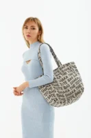 Vizon Çıt Çıt Kapatmalı The Tote Bag Baskılı Kanvas Kumaş Günlük Kadın Kol Ve Omuz Çantası - 10487