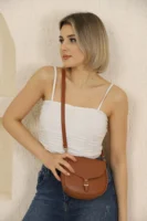 Taba Ayarlanabilir Askılı Sade Ve Şık Çıtçıt Kapama Çapraz Omuz Çantası - 10491