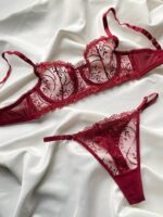 Valentine Claret Red Balenli Bralet Set -10512