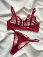 Valentine Claret Red Balenli Bralet Set -10512