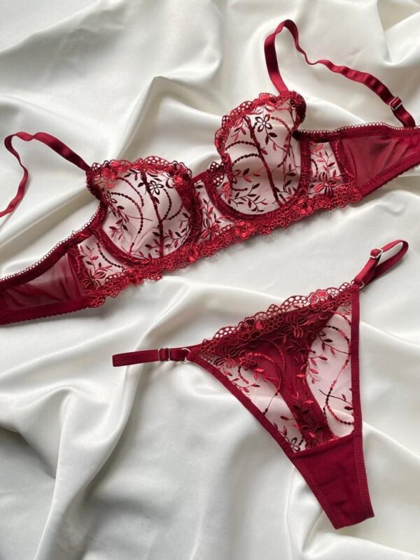 Valentine Claret Red Balenli Bralet Set -10512