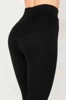 Siyah Çelik Örme Korseli Yüksek Bel Toparlayıcı Tayt - 10547