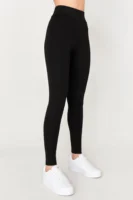 Siyah Çelik Örme Korseli Yüksek Bel Toparlayıcı Tayt - 10547