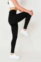 Siyah Çelik Örme Korseli Yüksek Bel Toparlayıcı Tayt - 10547