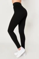 Siyah Çelik Örme Korseli Yüksek Bel Toparlayıcı Tayt - 10547