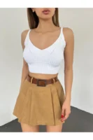 Vizon Piliseli Mini Şortlu Etek - 10554