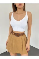 Vizon Piliseli Mini Şortlu Etek - 10554