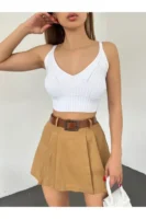 Vizon Piliseli Mini Şortlu Etek - 10554