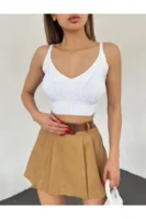 Vizon Piliseli Mini Şortlu Etek - 10554