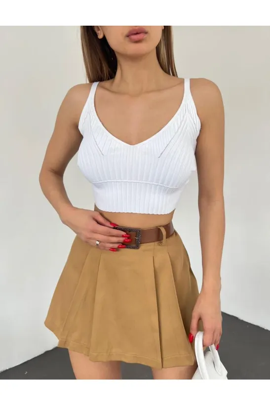 Vizon Piliseli Mini Şortlu Etek - 10554