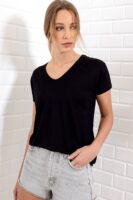 Siyah V Yaka Basic Tişört - 10556