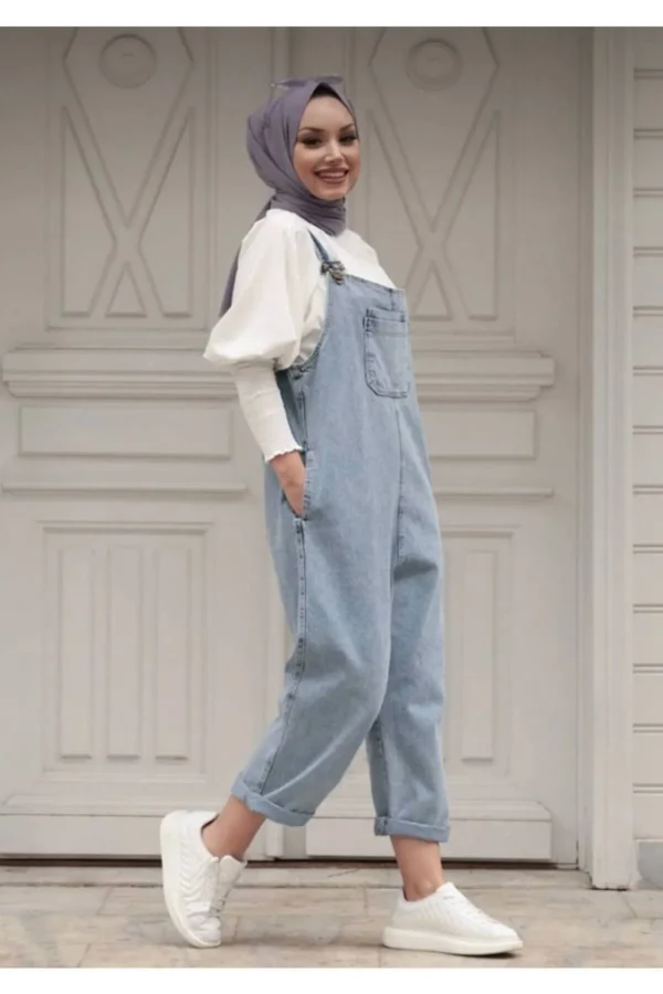 Kadın Mavi jeans Tulum , Salopet , Slopet , Kadın Hamile Tulum - 10588