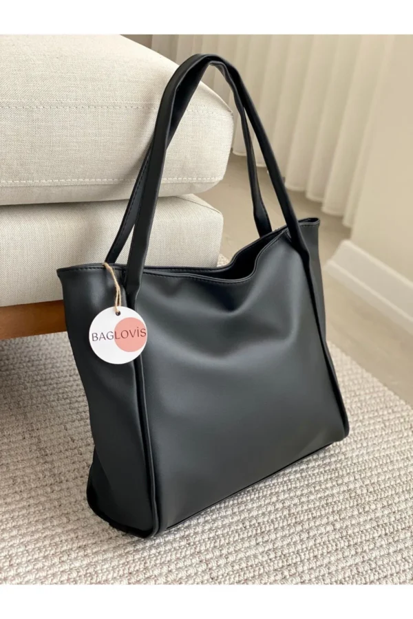 Büyük Boy Siyah Yumuşak Derili Kadın Çantası-10602