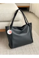 Büyük Boy Siyah Yumuşak Derili Kadın Çantası-10602