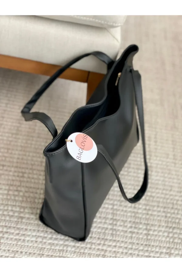 Büyük Boy Siyah Yumuşak Derili Kadın Çantası-10602
