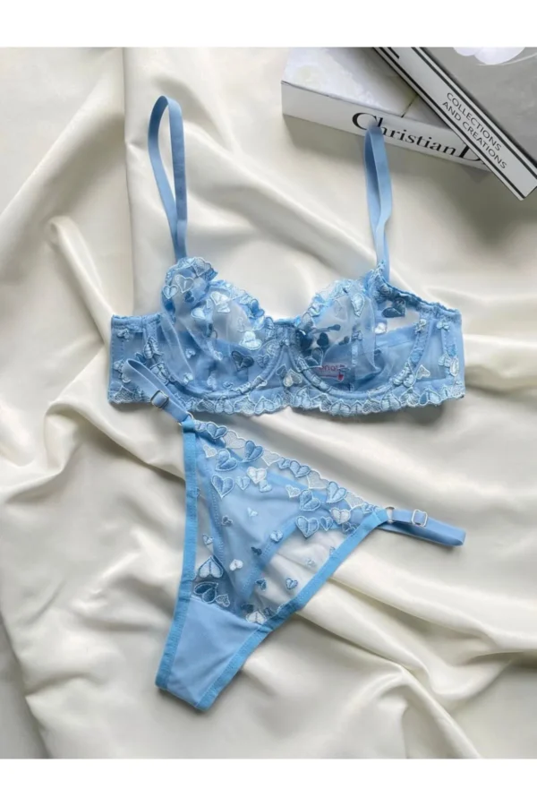 Hearted Mavi Bralet Takım - 10606